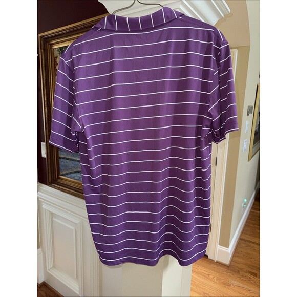 Peter Millar Summer Comfort Crown Sport Golf Shirt Mens Large Purple Strpe Logo - Picture 4 of 6